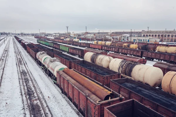 Commodity Cars Rails Top View — Stock Photo, Image