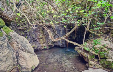 Aphrodite Grotto hamamları gölet ve su ile