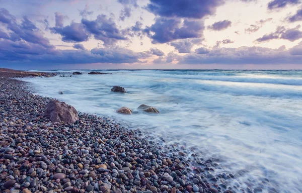 Sunset on the shores of the Mediterranean Sea — Stock Photo, Image