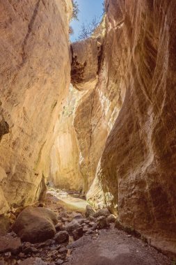 Kıbrıs'ta Avakas Gorge güneşli kayalar.