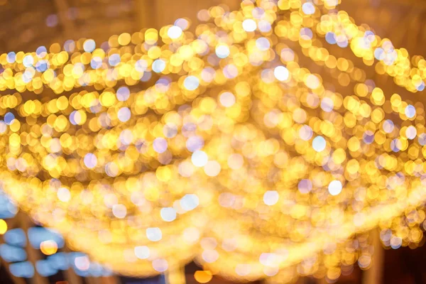 Karácsonyi Dekorációk Utcán Színes Ünnep Bokeh Fények Városi Éjszakai Megvilágítás — Stock Fotó