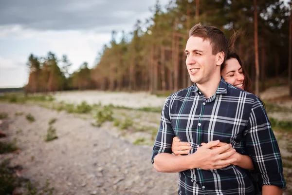 Happy couple. Loving couple enjoying in moments of happiness in the park. Love and tenderness, dating, romance. — Stock Photo, Image