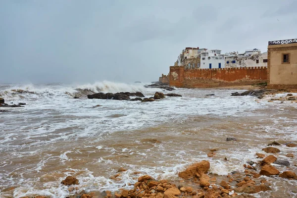 Mare Atlantico Grezzo Nel Porto Essaouira Marocco — Foto Stock