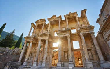 Details of Celsus Library, Ephesus Selcuk Turkey clipart
