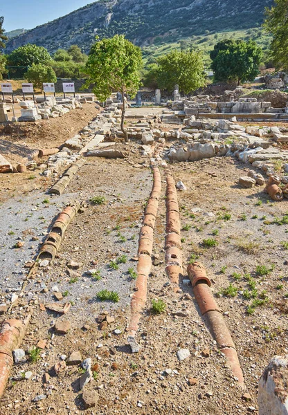 Ruines Antiques Ephèse Turquie Arrière Plan Archéologique — Photo