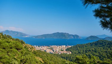 Akdeniz yakınlarındaki Marmaris Türkiye tatil beldesinin muhteşem manzarası. Yaz tatili.