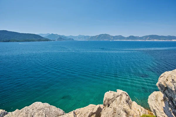 Vacker Panoramautsikt Över Båtar Yacht Segelbåt Och Vik Marmaris Turkiet — Stockfoto