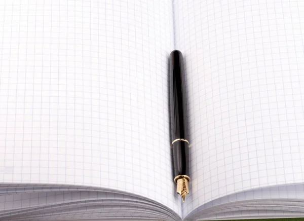 Fountain pen on paper notebook — Stock Photo, Image