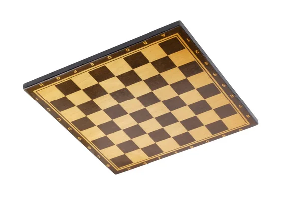 Trä tomt schackbräde isolerad — Stockfoto