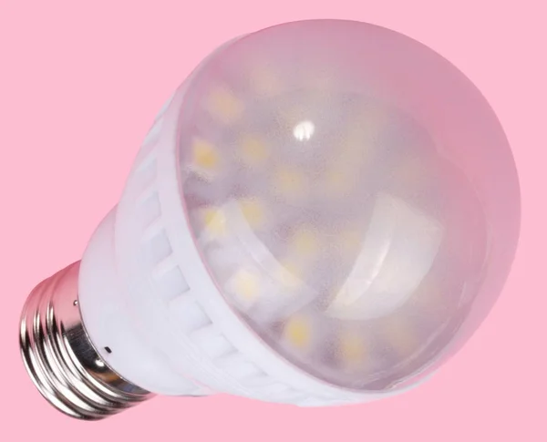 LED trubice lampu na růžovém pozadí — Stock fotografie