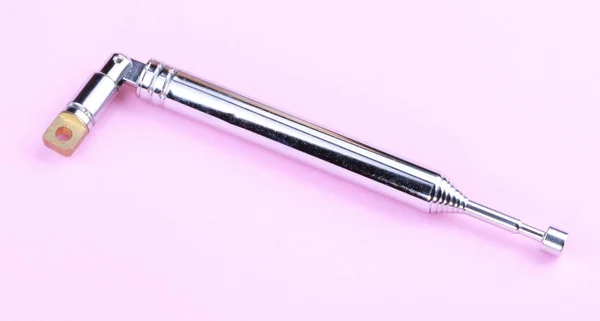 Telescopic Antenna on Pink Background — Stock Photo, Image