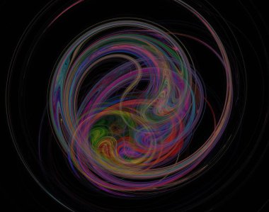 Siyah Renk Üzerine Bir Dijital Fraktal Resmi