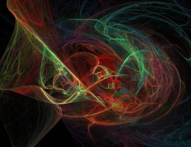 Siyah Renk Üzerine Bir Dijital Fraktal Resmi