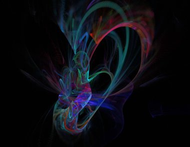 Siyah Renk Üzerine Bir Dijital Fraktal Resmi