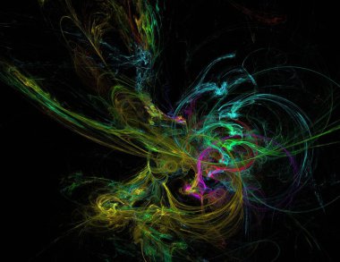 Siyah Renk Üzerine Bir Dijital Fraktal Resmi