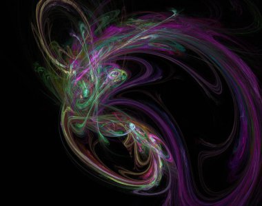 Siyah Renk Üzerine Bir Dijital Fraktal Resmi