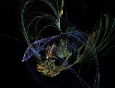 Siyah Renk Üzerine Bir Dijital Fraktal Resmi