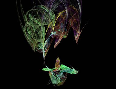 Siyah Renk Üzerine Bir Dijital Fraktal Resmi