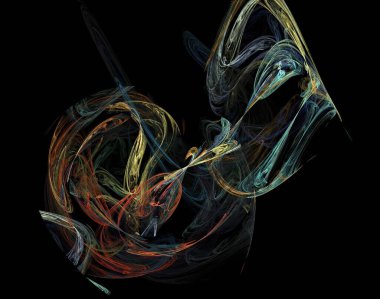 Siyah Renk Üzerine Bir Dijital Fraktal Resmi