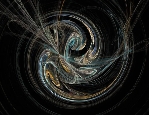 Image One Digital Fractal Black Color — Stock Photo, Image