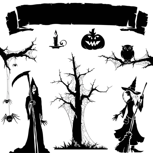 Halloween backgrund simbolo ed elemento . — Vettoriale Stock