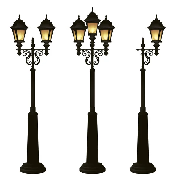 Pouliční Lampy Kolekce Lucerna Sada — Stockový vektor