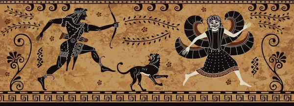 Antik Yunan resim. Seramik Sanat. Stilize edilmiş antik Yunan arka plan.