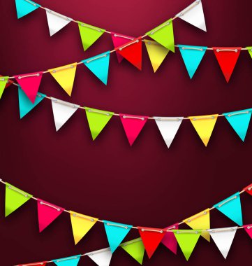 Tatil için renkli kiraz kuşu bayraklı parti arka plan