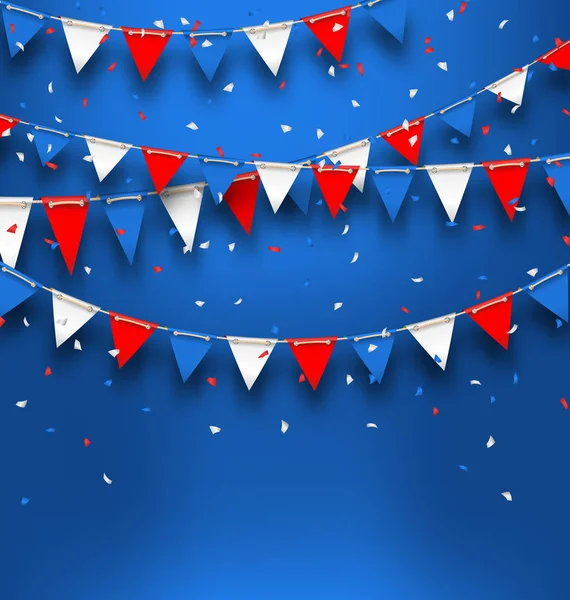 Fundo brilhante com bandeiras Bunting para feriados americanos — Fotografia de Stock