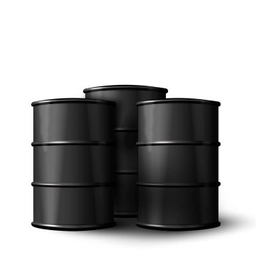 İzole petrol varil üç gerçekçi siyah Metal