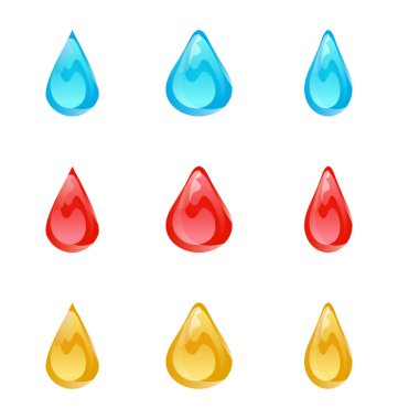 Çok renkli damlacıkları beyaz arka plan üzerinde izole kümesi