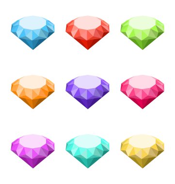 Beyaz arka plan üzerinde izole koleksiyonu renkli elmaslar