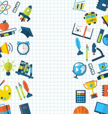 Eğitim düz renkli basit simgeler