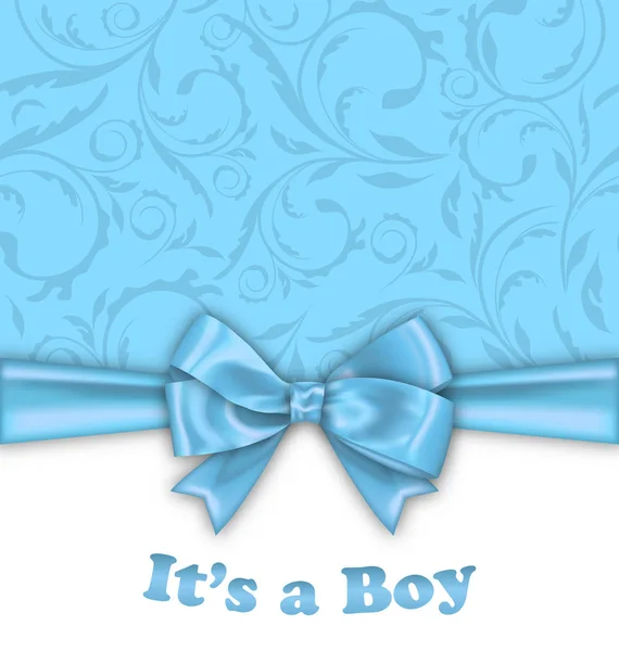 Boy Baby Shower Invitation Card with Blue Bow Ribbon — Stockfoto