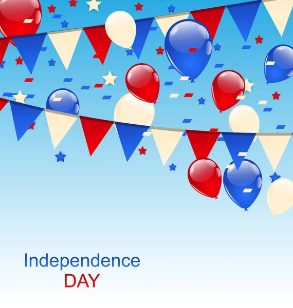 American Greeting Card with Balloons and Bunting Flags — Stock Photo, Image