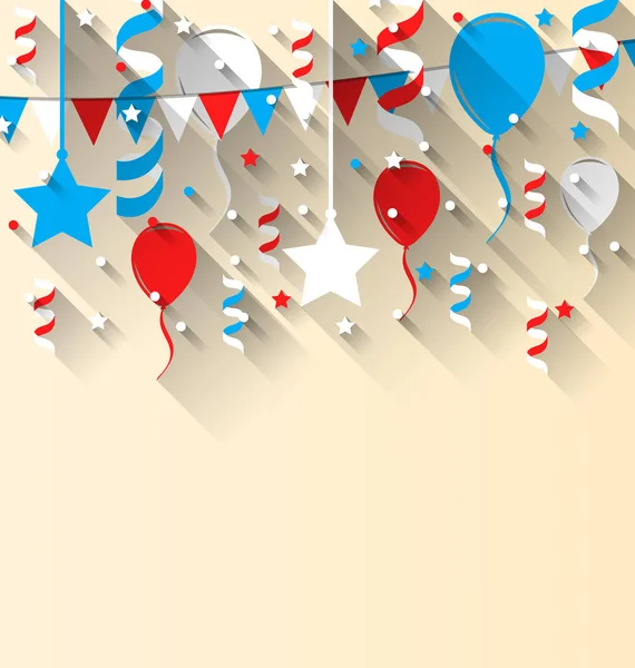 American patriotic background with balloons, streamer, stars and — Stock Photo, Image