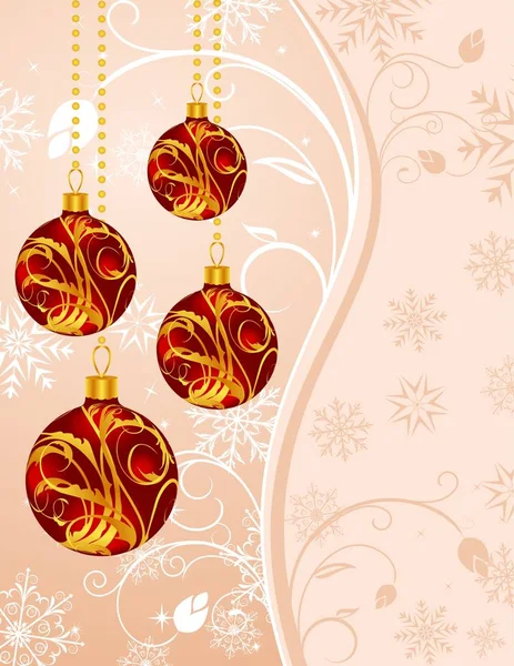 Christmas floral background with set balls — Stock Photo, Image