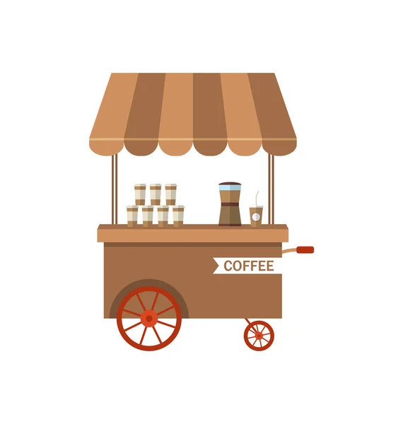 Flat ikonen Cart kaffe isolerad på vit bakgrund - — Stockfoto