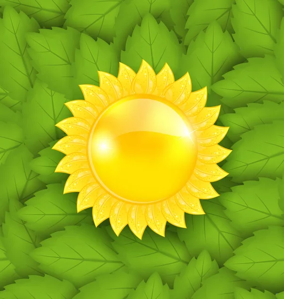 Abstraktní slunce na zelené listy bezešvých textur, Eco Friendly zpět — Stock fotografie
