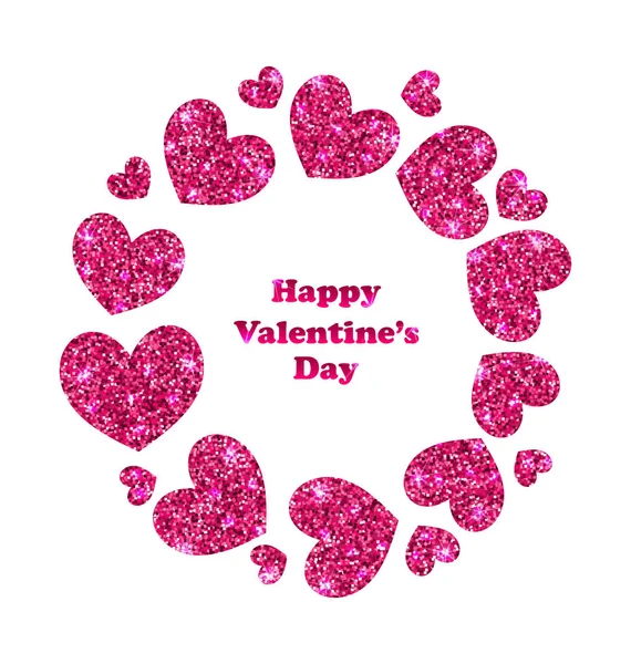 Marco redondo hecho en corazones de brillo para el día de San Valentín —  Fotos de Stock
