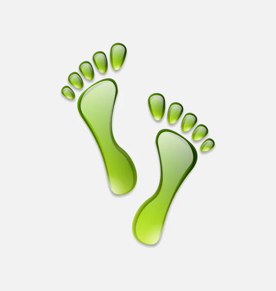 Acqua verde impronta piede umano isolato su sfondo bianco — Foto Stock
