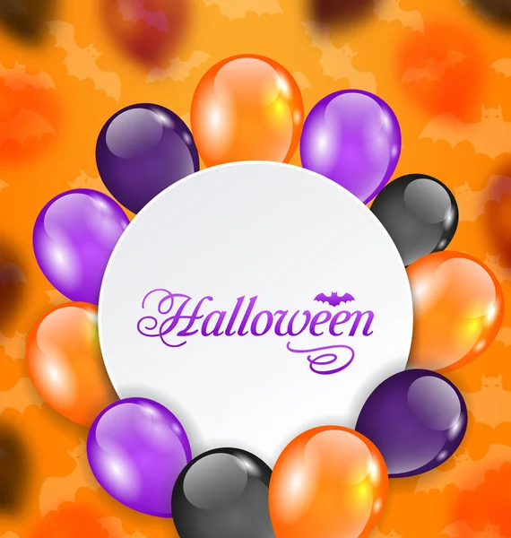 Halloween üdvözlés kártya-val színes léggömbök — Stock Fotó