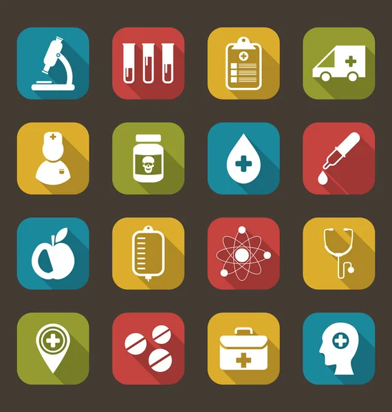 Modny płaski ikony elementów medycznych — Zdjęcie stockowe