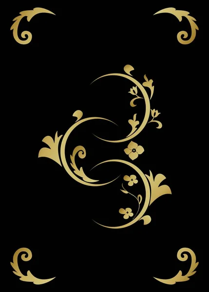 Illustration of gold pattern on black backdrop — Stock Photo, Image