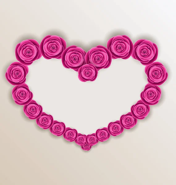 Elegante corazón hecho en rosas para el día de San Valentín, espacio de copia para ti —  Fotos de Stock