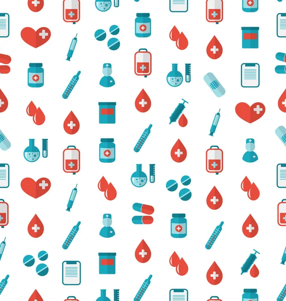 Seamless Pattern with Flat Medical Icons, Repeating Backdrop — Stock Photo, Image