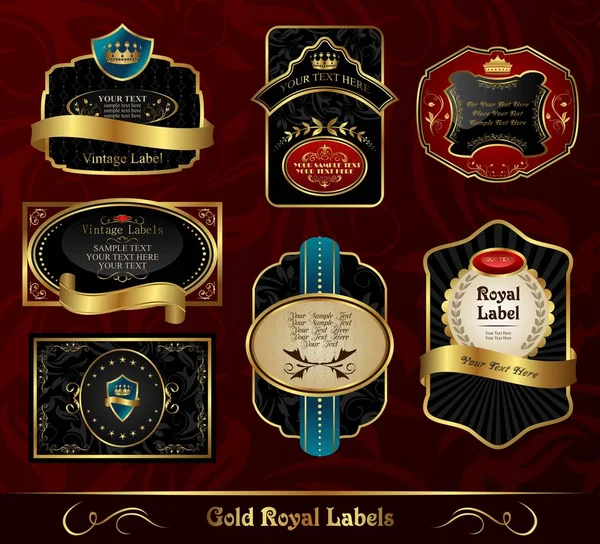 Set black gold-framed labels — Stock Photo, Image