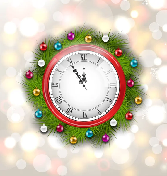 Grinalda de Natal com relógio — Fotografia de Stock