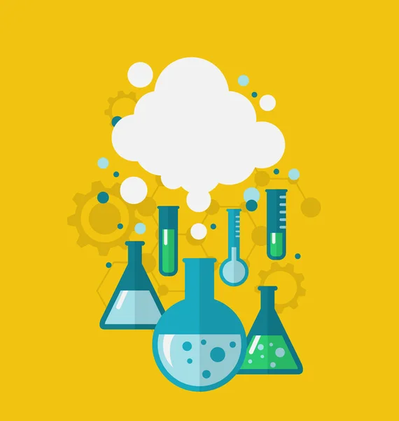 Plantilla de experimento químico que muestra varios ensayos siendo cond — Foto de Stock