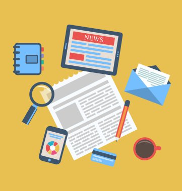 Yaratıcı office çalışma, işyeri, modern düz ICO kavramı